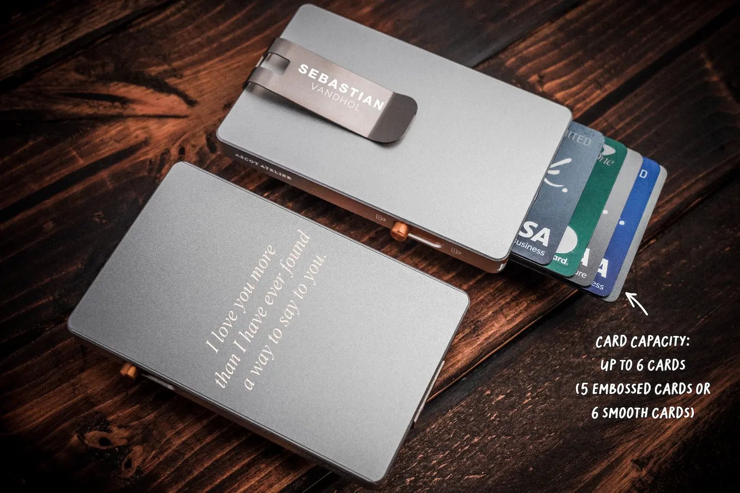 Personalized Metal Wallet for Men | Engraved Card Holder Clip+Back+Box / Design -4- / Blue Personalized Metal Wallet for Men | Engraved Card Holder Clip+Back+Box / Design -4- / Blue
