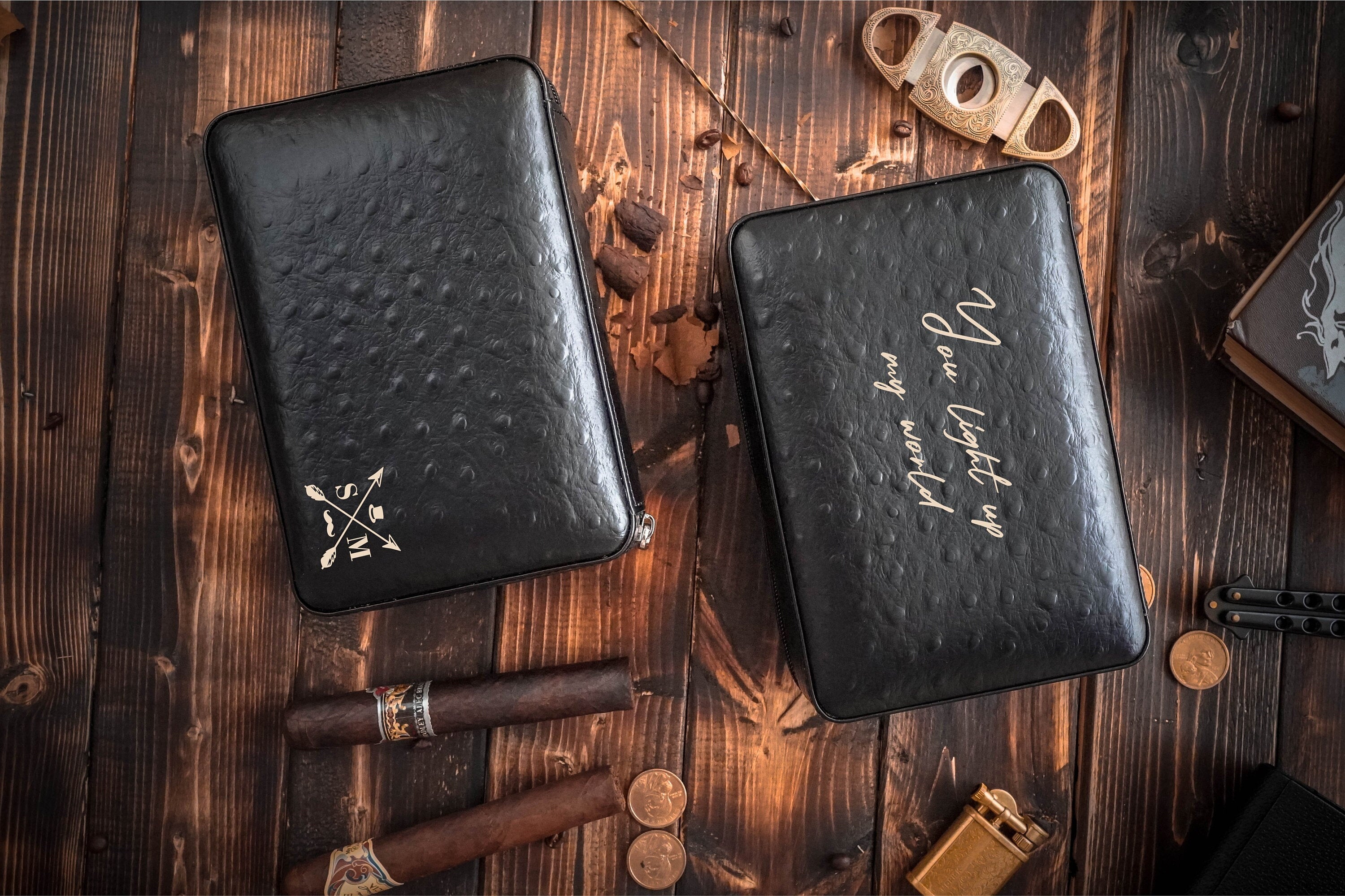 Personalized Black Cigar Case