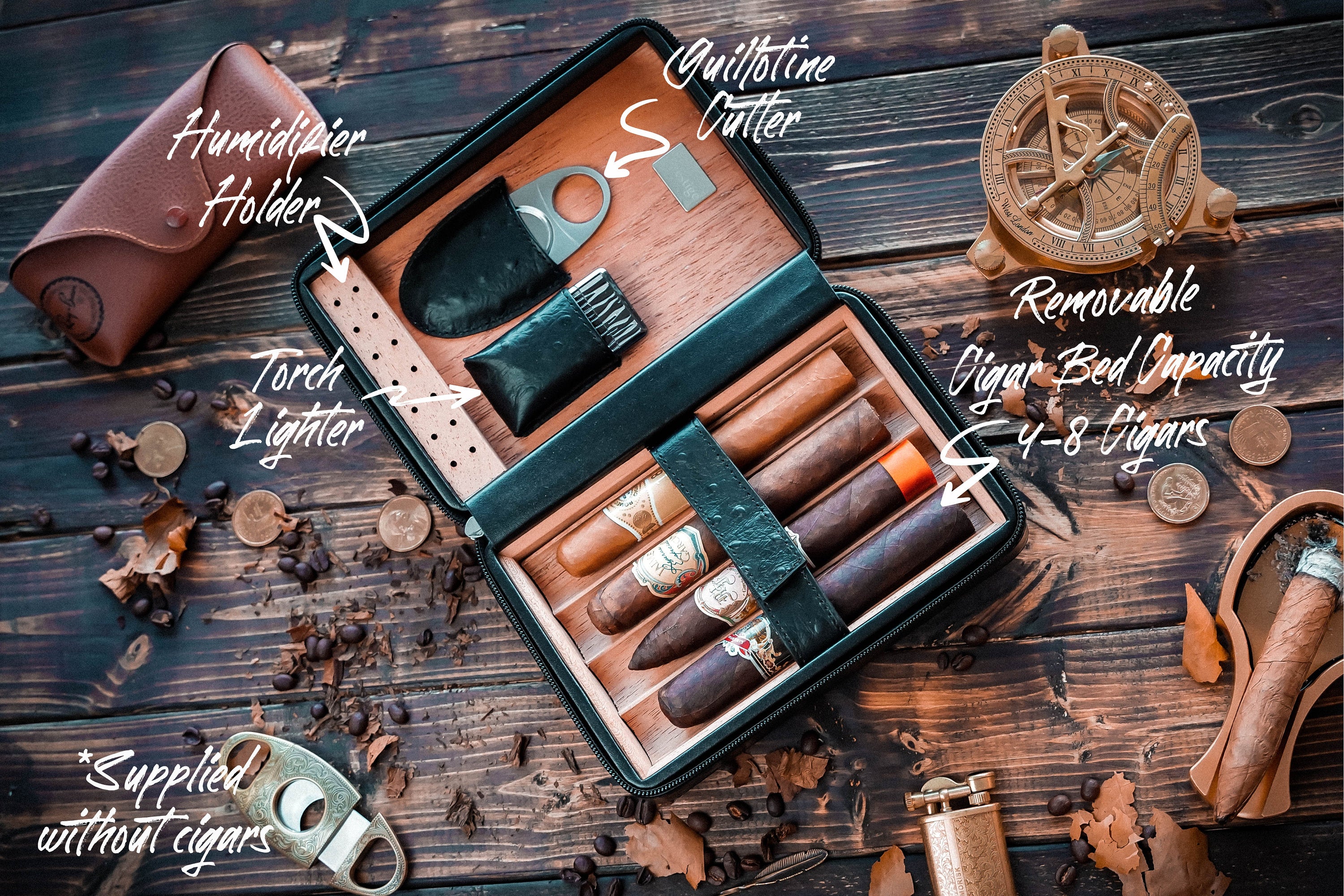 Personalized Black Cigar Case