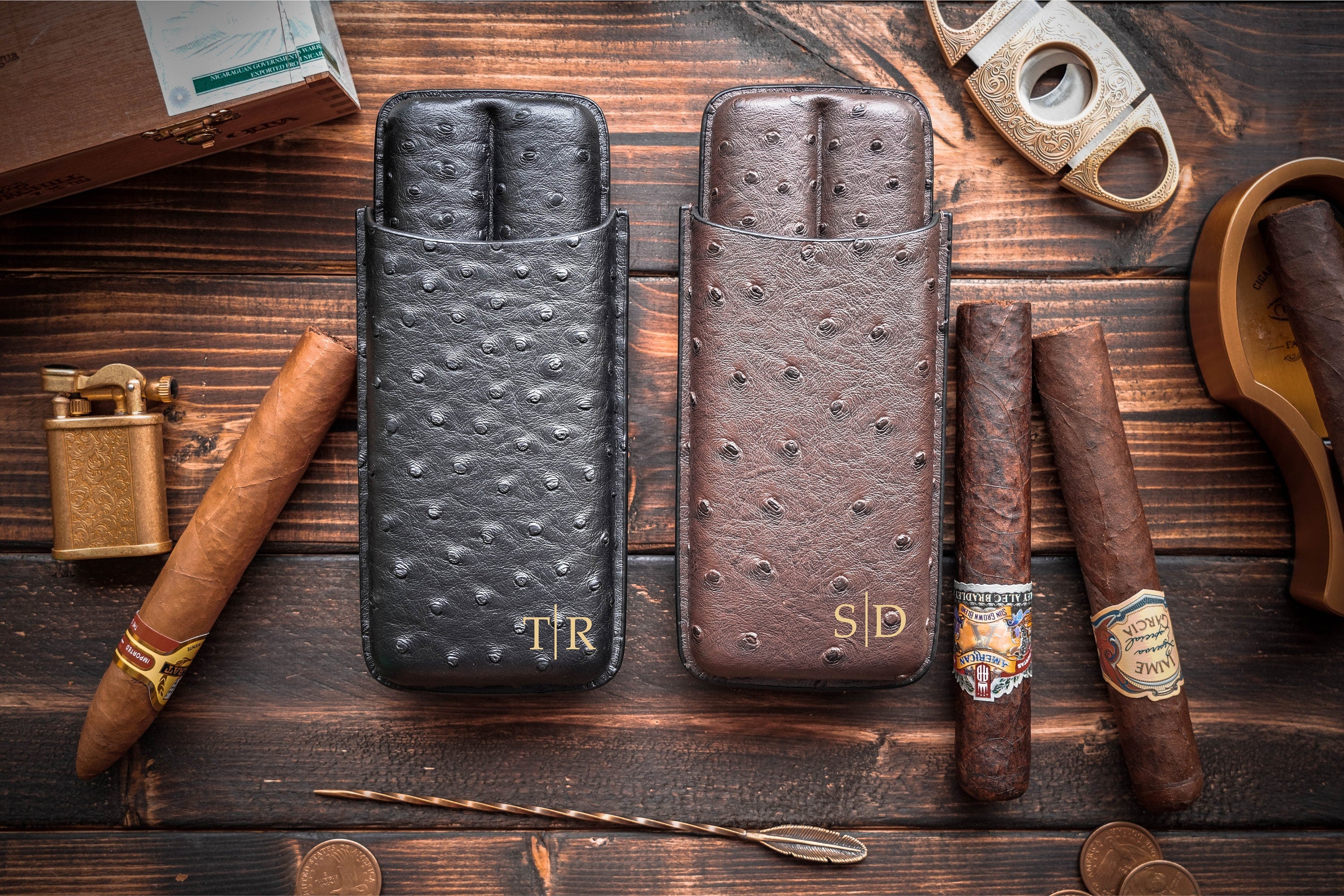 Travel Cigars Case, Personalized Leather Cigar Case, Groomsmen Gifts,  Leather Case for Cigar Kit High Quality Handstitch -  Denmark