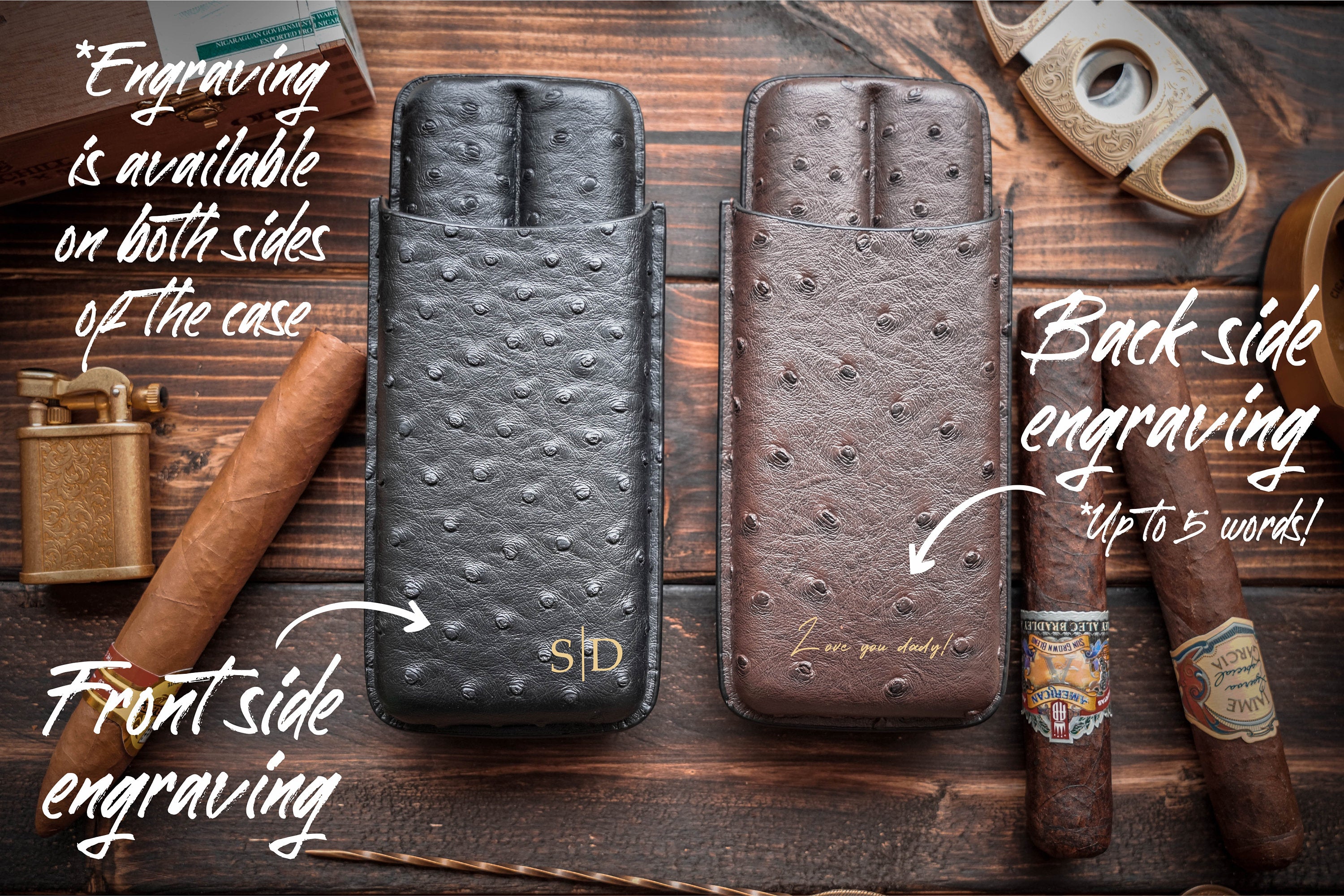 Personalized Leather Cigar Case