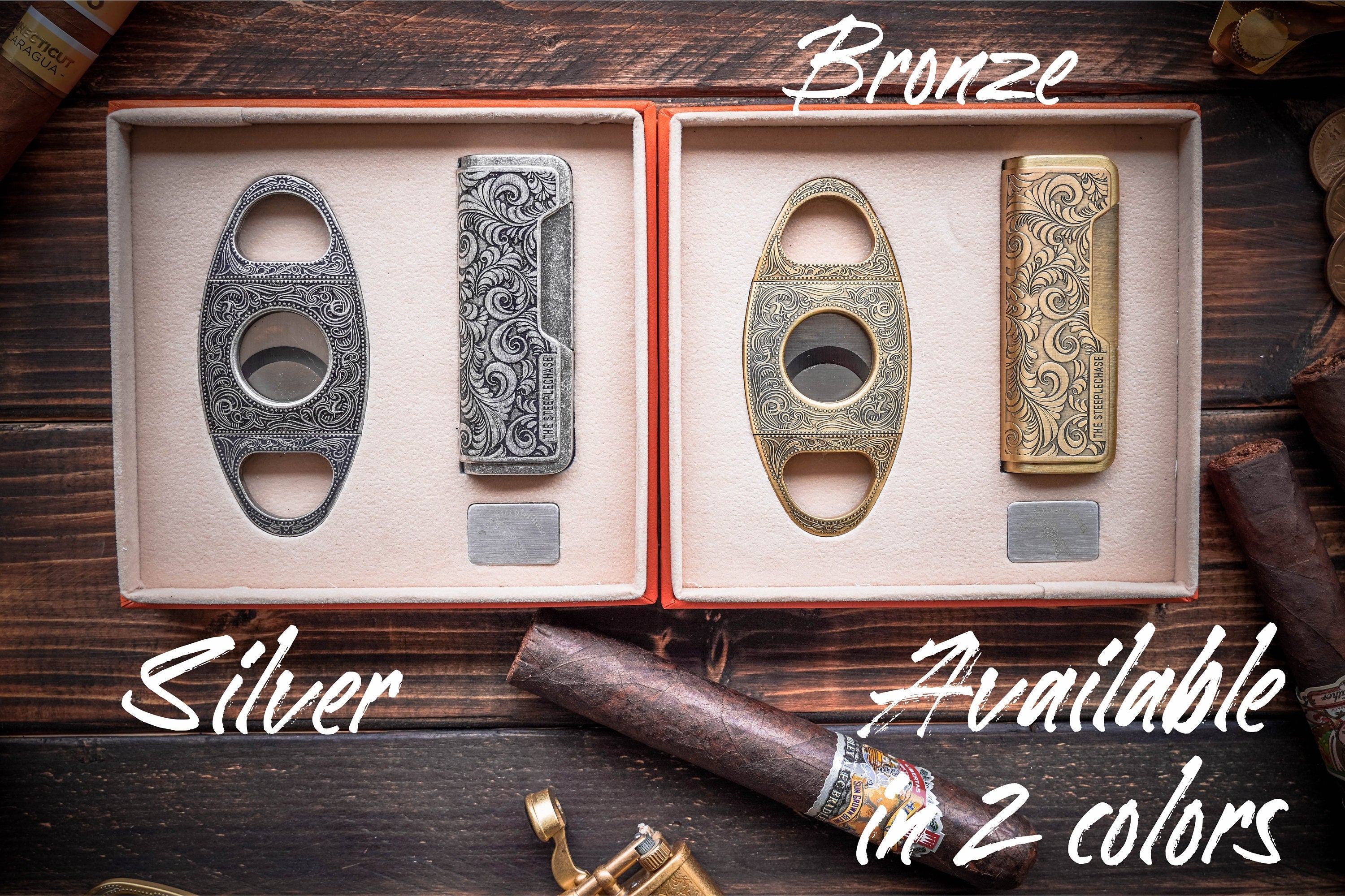 Cigars Accessories Set, Retirement Gift, Groomsman Gift, Gift For Him, Cigar Cutter, Torch Cigar Lighter, Engraved Gift, Christmas Gifts For