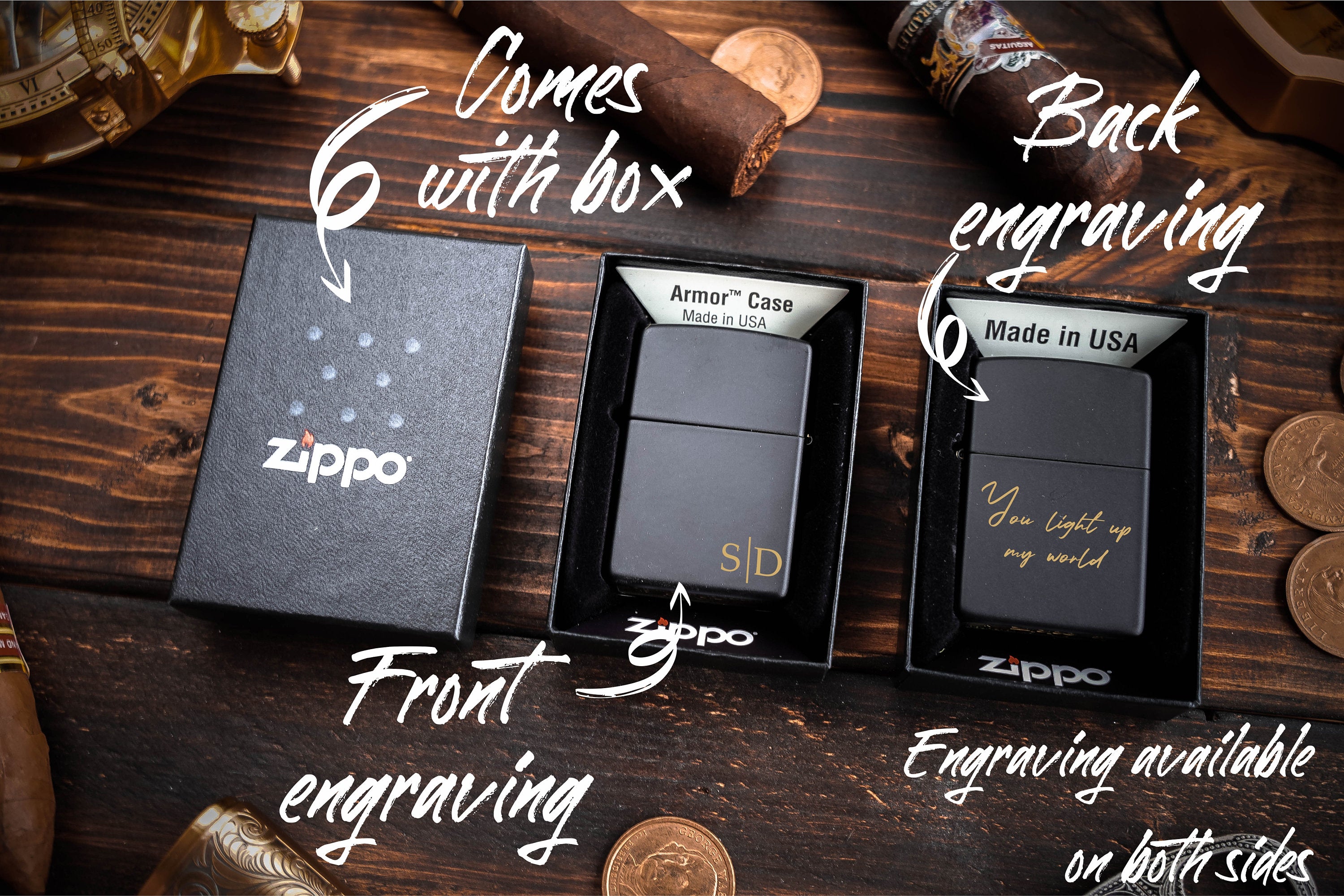 Personalized Gold Zippo Lighter